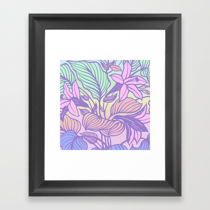Floral Pastel Rainbow Ombre Cotton Candy Bubble Gum Summer Funky Quirky Cute Cozy Maximalist Framed Art Print