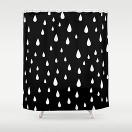 Black and White Raindrops pattern  Shower Curtain