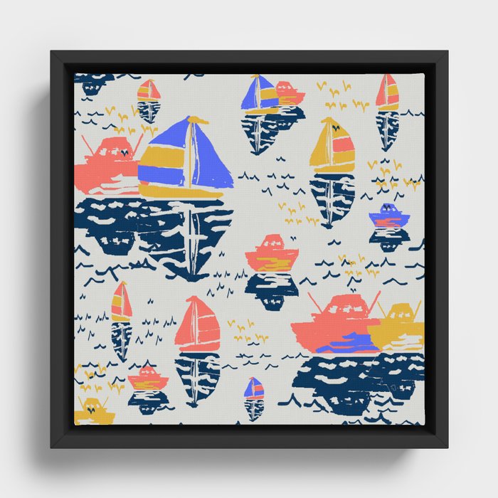 Boats on The Water Framed Canvas