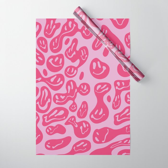Pink Dripping Smiley Wrapping Paper