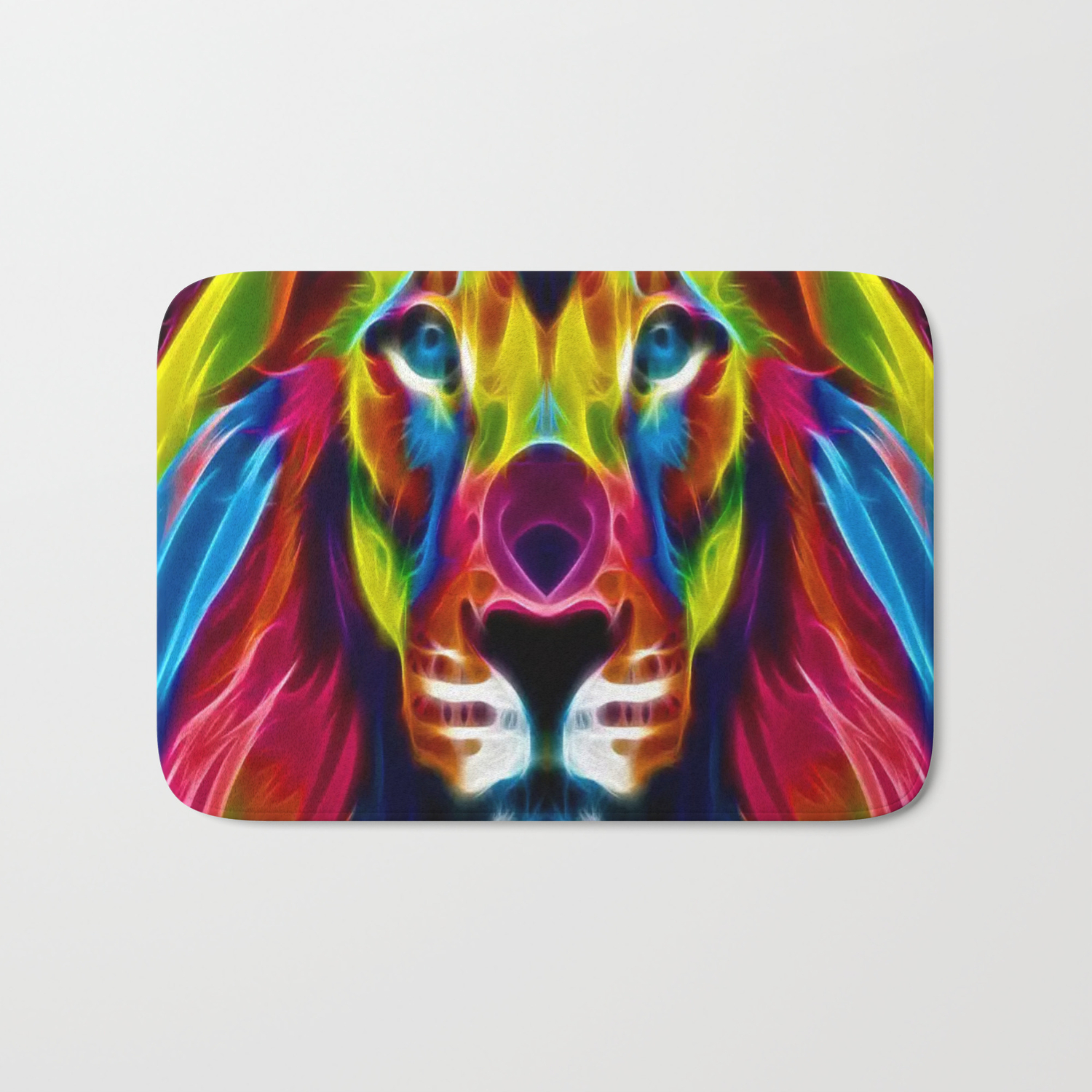 Colourful Lion Bath Mat By Active1 Society6