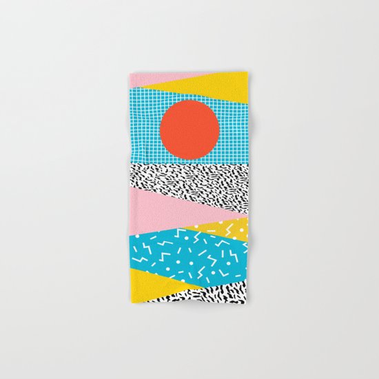 Check it - good vibes happy smiles fun modern memphis throwback art 1980's 80's 80s 1980s 1980 neon Hand & Bath Towel
