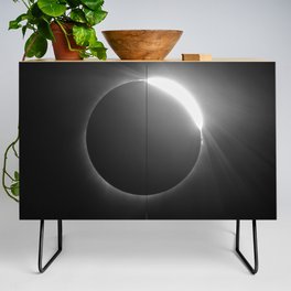Diamond Ring - Total Solar Eclipse with Diamond Ring Effect in Black and White Credenza