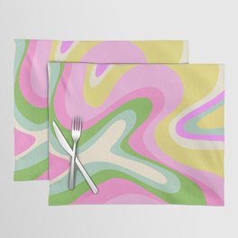Neon Pastel Abstract Bubble Gum Swirl - Pink Placemat