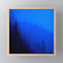 Blue Mist - Kenai Peninsula, Alaska Framed Mini Art Print | Digital Manipulation, Moody, Kenai Peninsula, Foggy, Spruce Trees, Blue, Minimalist, Weather, Photo, Wilderness 