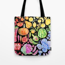 Rainbow of Fruits and Vegetables Dark Tote Bag