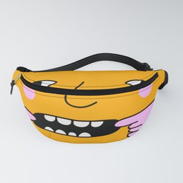 yellow super funny face smirking Fanny Pack