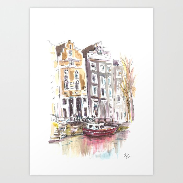 Amsterdam boat Art Print