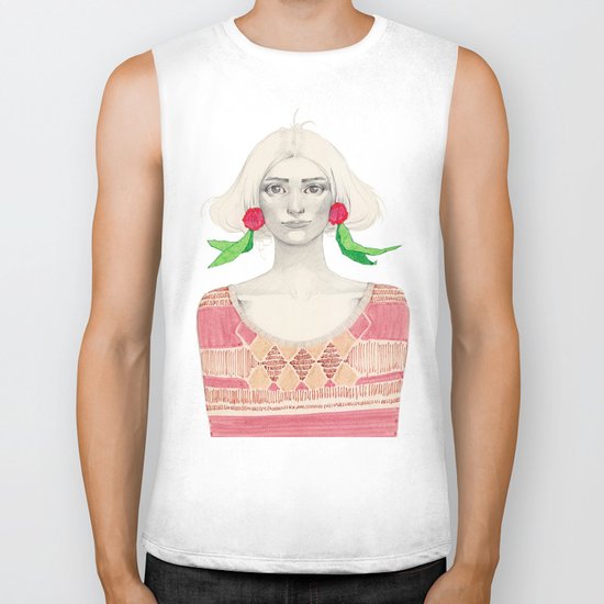 Two Red Flowers Biker Tank