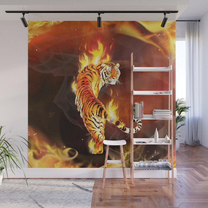 Chinese Tiger Painting Wall Mural By Marios Society6