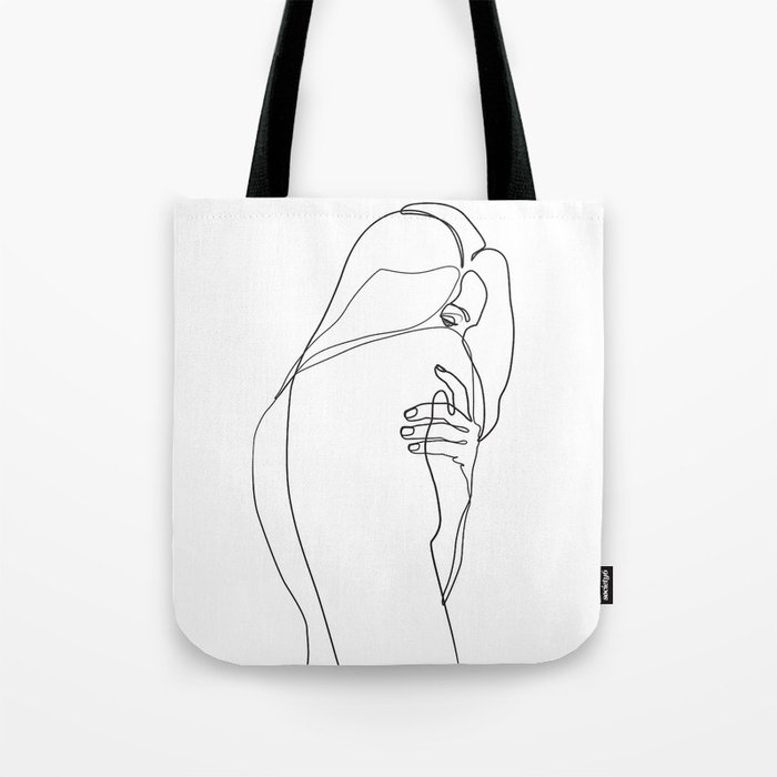 Woman line drawing, minimal single line art Tote Bag