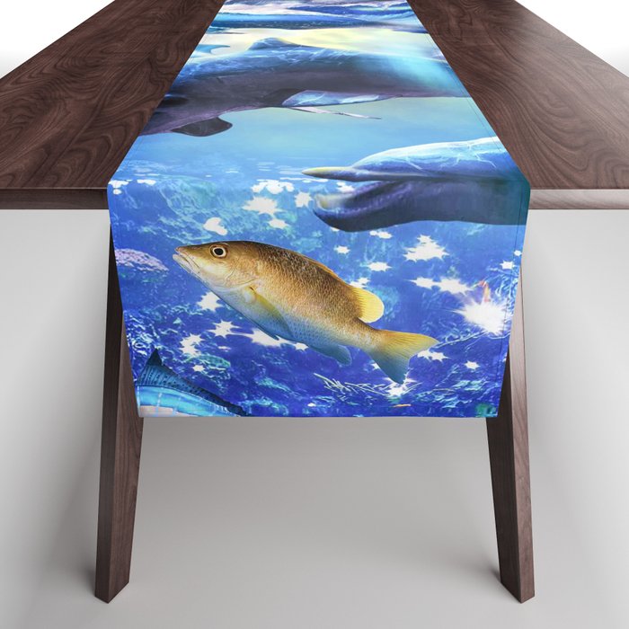 Galaxy Dolphin - Dolphins In Space Table Runner