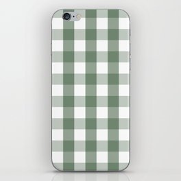 Gingham Plaid Pattern (sage green/white) iPhone Skin