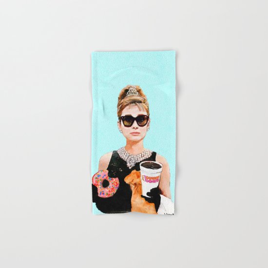 Breakfast at Dunkin Donuts - Audrey Hepburn Hand & Bath Towel