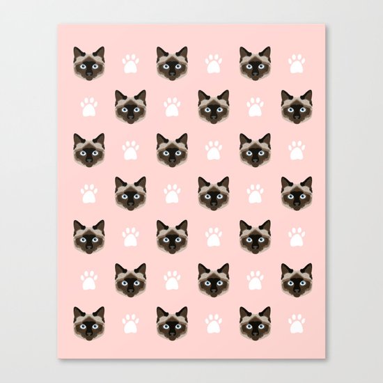 Siamese Cat cute cat paw print pink pastel kids fur baby pet portrait siamese cat owner must have Canvas Print