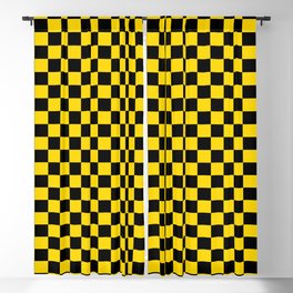 GPT Gold and Black Checkerboard Square Pattern Blackout Curtain