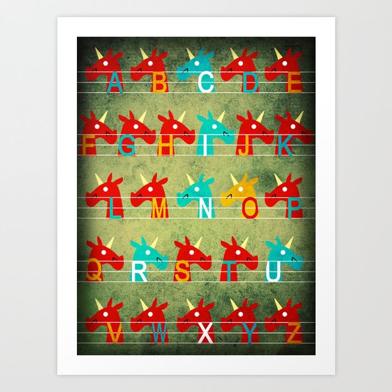 Alphabet Unicorn Art Print