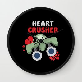Heart Crush Crusher Truck Hearts Valentines Day Wall Clock