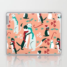 Weasel Hugs Christmas in salmon Laptop Skin