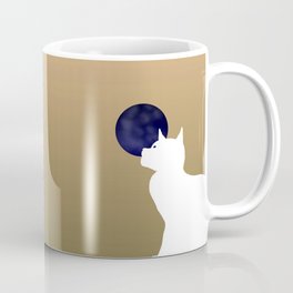 Moon and white cat Coffee Mug