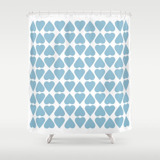 Diamond Hearts Repeat Blue Shower Curtain