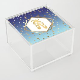 Ballet Shoes - Blue and Gold Geometric Design Acrylic Box