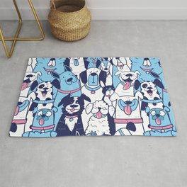 Cute Different Dog Breeds Hand Drawn Doodle Rug