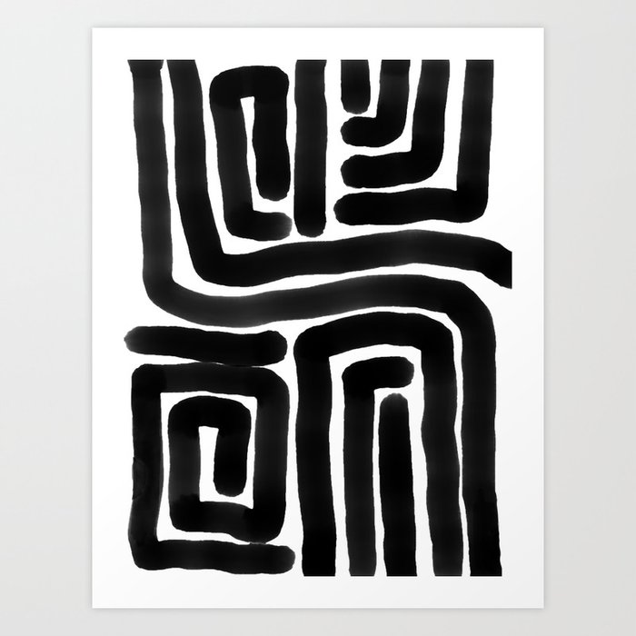Black Lines Abstract Print Art Print