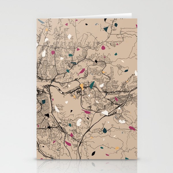 Santa Clarita, USA. City Map Collage - Terrazzo Stationery Cards