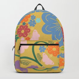 Retro Modern Butterflies And Flowers Colorful Golden Yellow Backpack