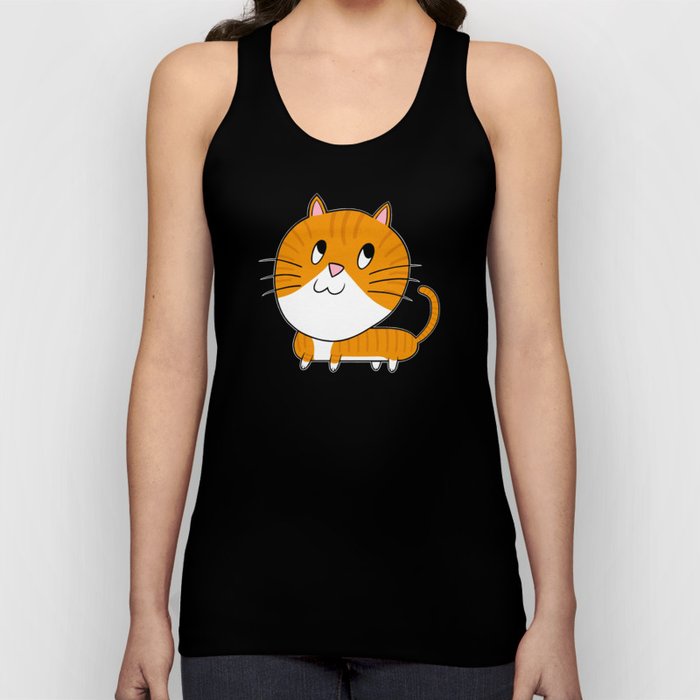 Cartoon Orange Tabby Cat Tank Top