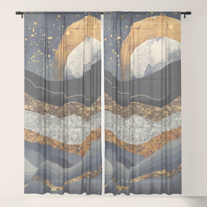 Metallic Mountains Sheer Curtain By Spacefrogdesigns Society6