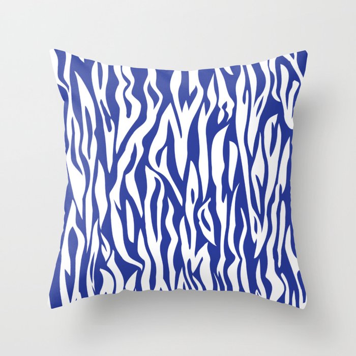 Blue Zebra Stripes Throw Pillow