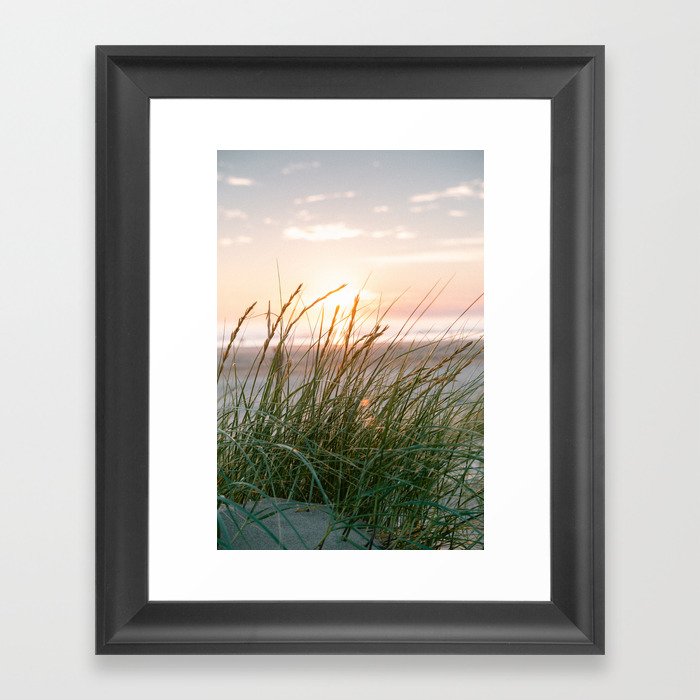 Beach of Holland sunset | Dunes travel photography | Landscape photography wall art Framed Art Print