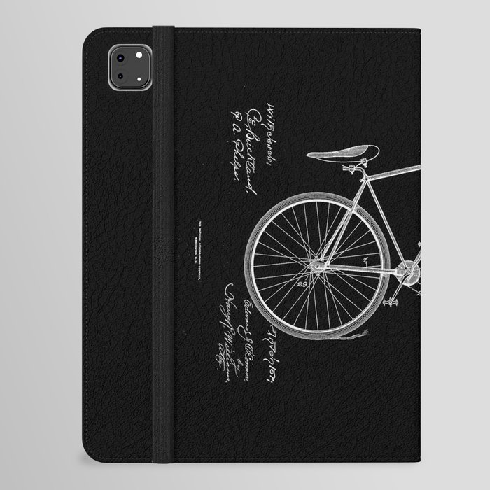 Vintage Bicycle Patent Black iPad Folio Case