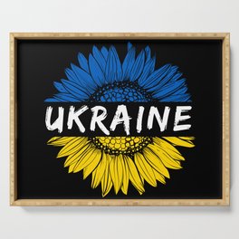 Peace for ukraine I stand with ukraine sunflower Serving Tray