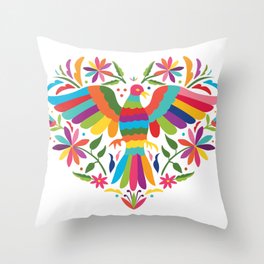 Mexican Otomí Heart Design by Akbaly Throw Pillow