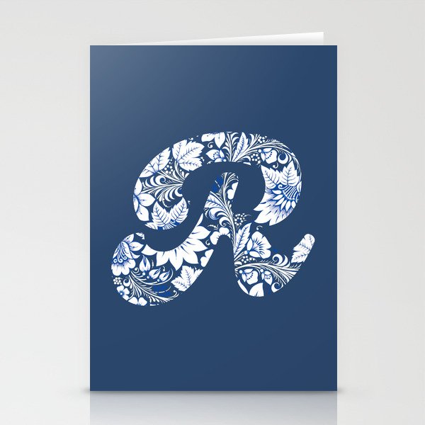 Chinese Element Blue - R Stationery Cards