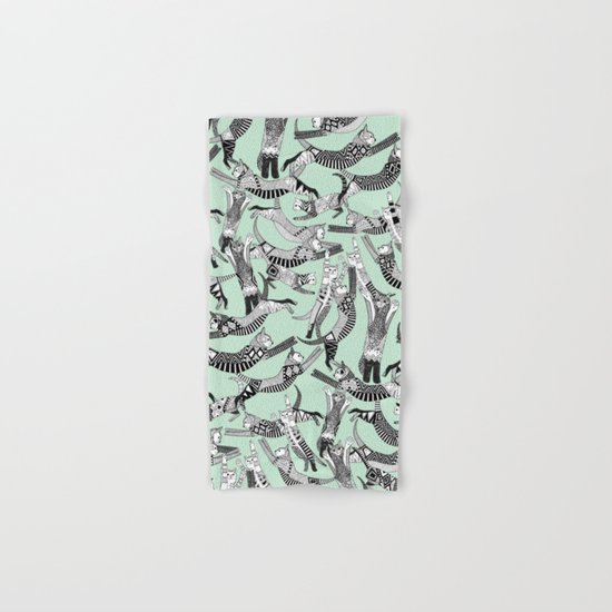 cat party mint Hand & Bath Towel