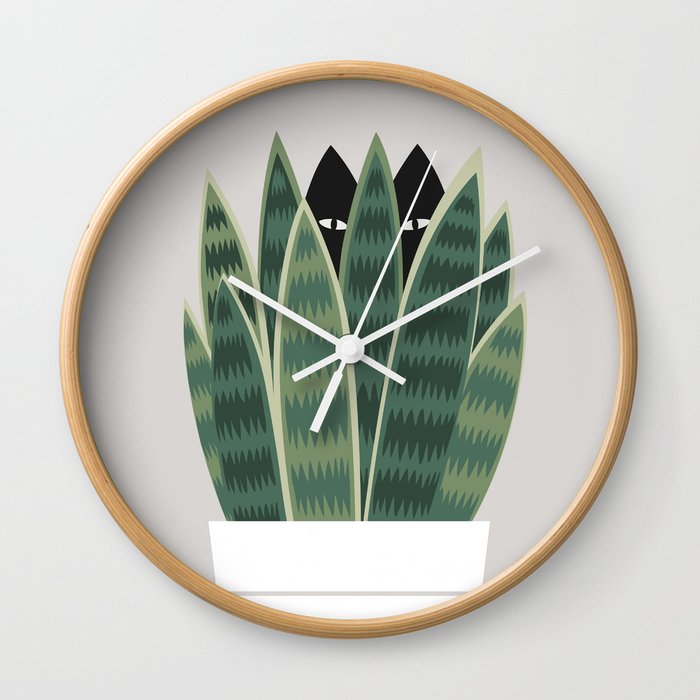 Cat and Plant 22: Sneak Plant Wall Clock