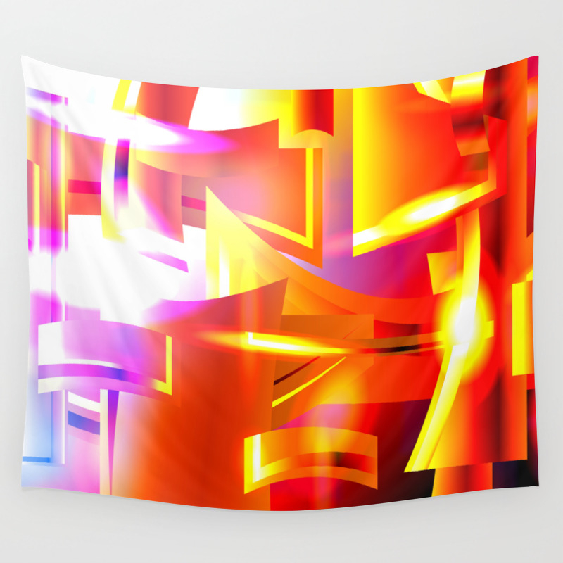 Golden Angelic Armor Geometric Abstract Digital Art 08 Wall