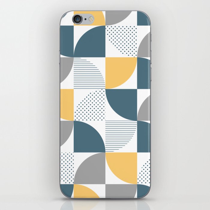 Mid Century Modern Abstract Shapes - Blue & Yellow iPhone Skin