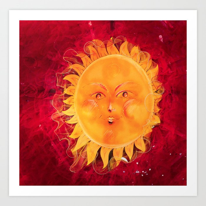 Digital Painting Of A Chubby Sun With A Funny Face Art Print By Josephoto Society6