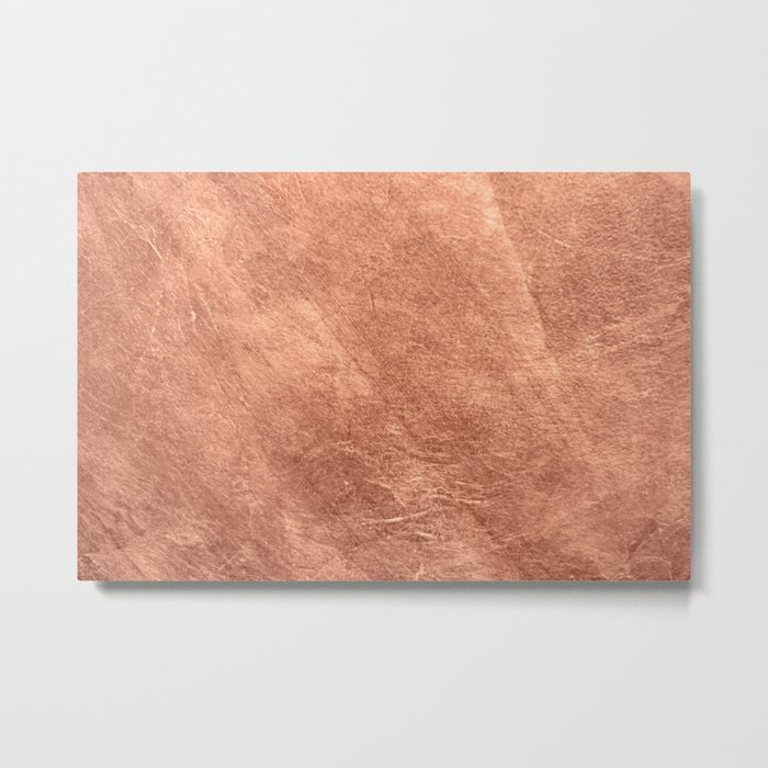 Abstract brushed copper surface metallic texture. Retro background Metal Print