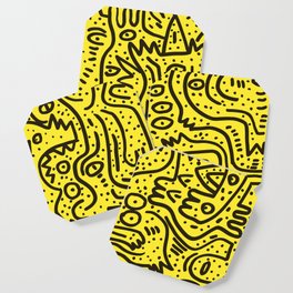 Yellow Graffiti Street Art Posca  Coaster