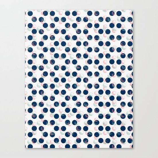 Blue Polka Dots And Scribbles Canvas Print