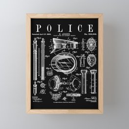 Police Officer Law Enforcement Cop Vintage Patent Print Framed Mini Art Print