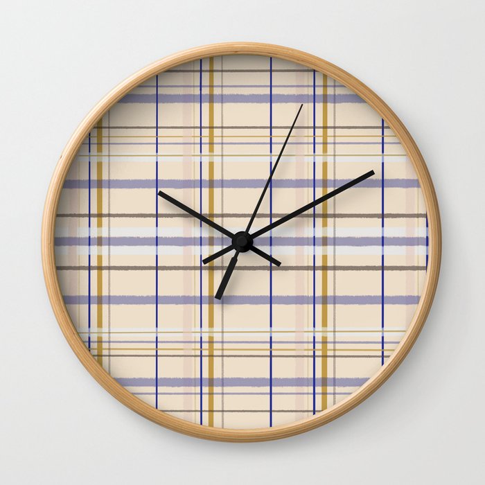 Creamed plaid Wall Clock