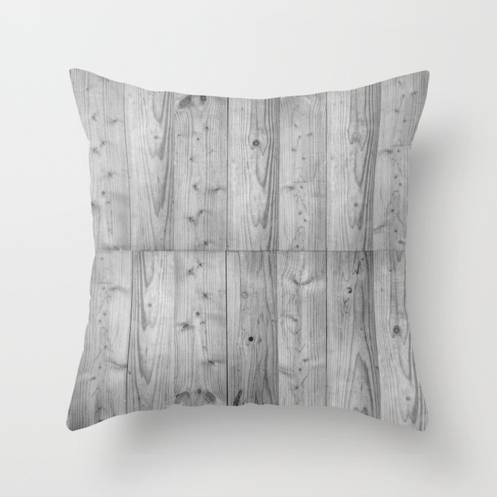 Wood Planks in black and white Throw Pillow