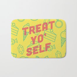 Treat Yo' Self Bath Mat | Leslieknope, Curated, Typography, Graphicdesign, Aziz, Ronswanson, Parksandrec, Donna, Graphic Design, Funny 